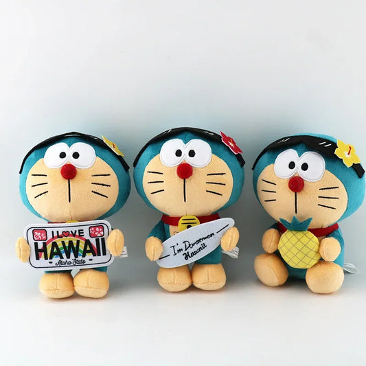 20cm New Black Leather Kitty Jingle Cat Cute Doraemon Doraemon Plush Toy Pineapple Doraemon Cartoon Plush Doll Gift