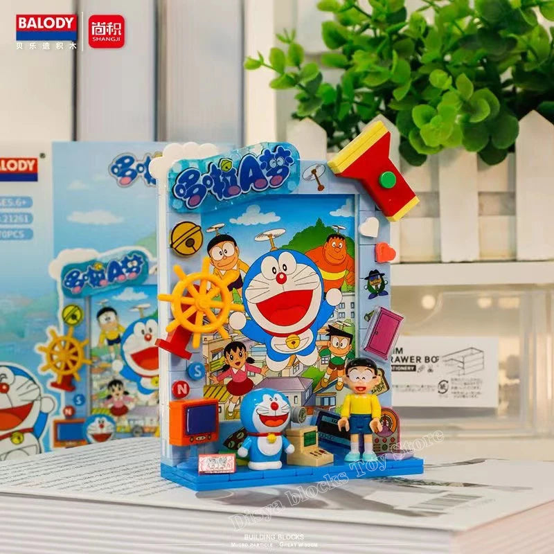 BALODY Crayon Shin-Chan Doraemon Building Blocks Puzzle Bricks Model Picture Frame For Home Decoration Toys Kid Gift