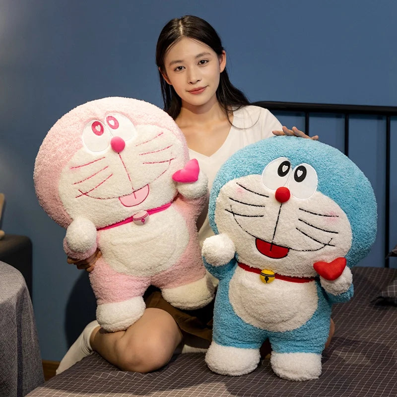 55cm Big Size Doraemon Plush Toy Lovely Stuffed Anime Japanese Style Blue Pink Doraemon Plushies Throw Pillow Xmas Gifts Girl