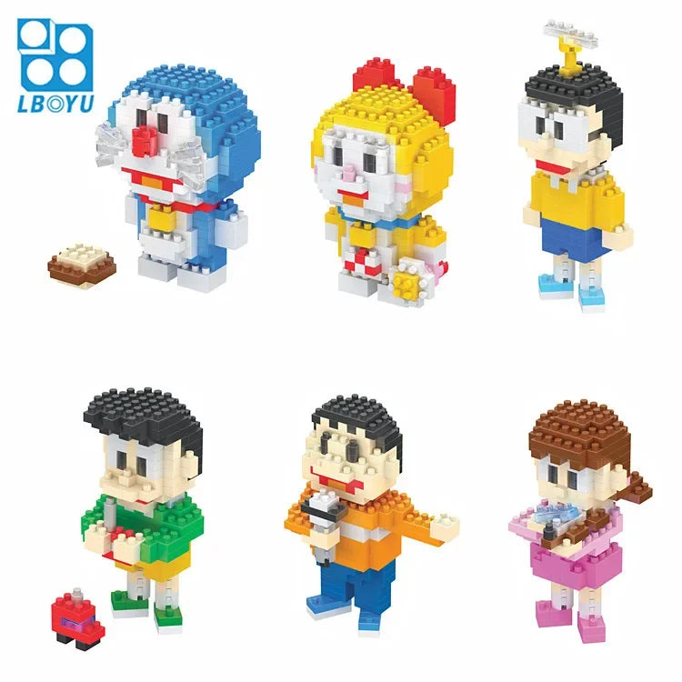 Anime Doraemon Nobita Cartoon Micro Particle Building Blocks Children Assembly Toy figure Boy Girl Kid Gift Cute