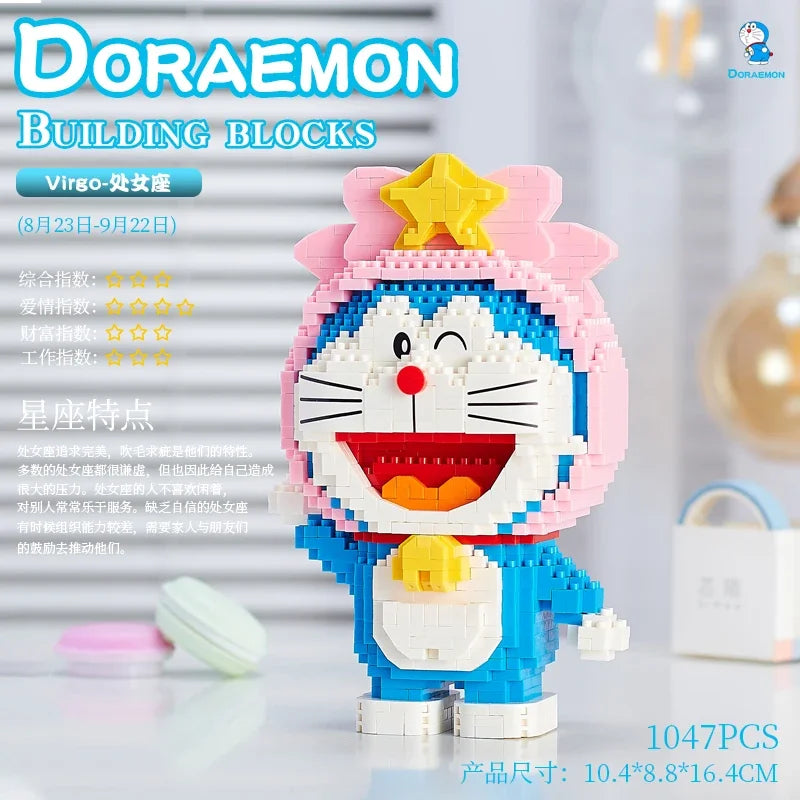 Doraemon 12 Constellations Series Building Blocks Assembling Educational Toys Small Particle Rabbit Model Ornaments Gift