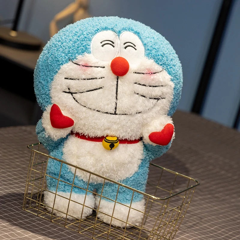 40cm Cute Doraemon Hand Heart Plush Toy Cuddly Pillow Fluffy Smiling Doraemon Plushies Lovely Kawaii Doll Xmas Gifts Girl