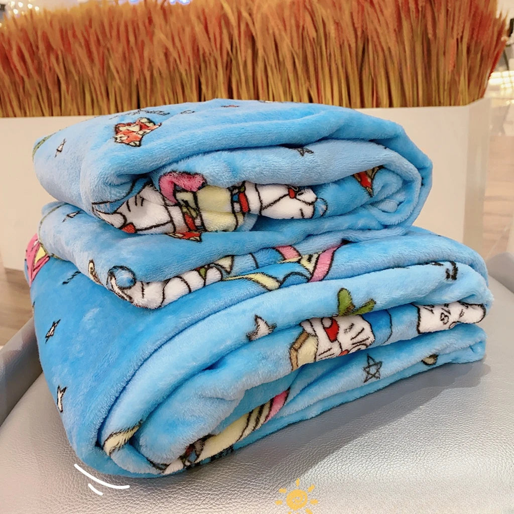 Doraemon Printed Blanket Comfortable Cartoon Cartoon Pattern Printing Flannel Blanket Office Nap Blanket Bedroom Bedspread Gift