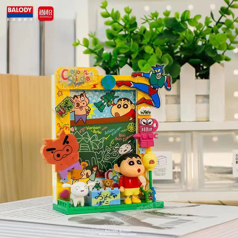 BALODY Crayon Shin-Chan Doraemon Building Blocks Puzzle Bricks Model Picture Frame For Home Decoration Toys Kid Gift