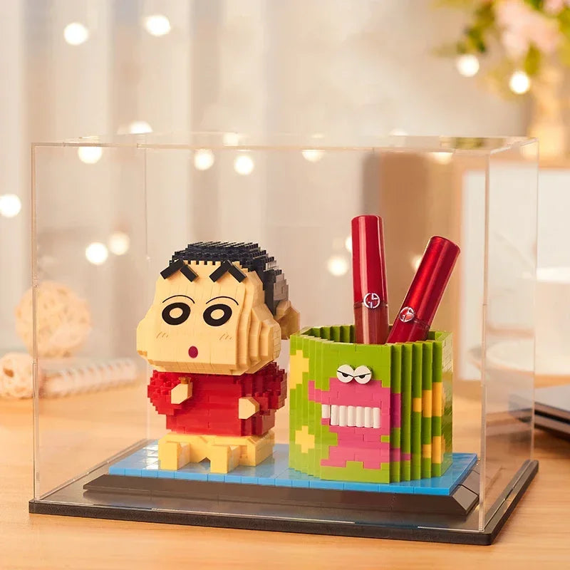 Anime Kawaii Cartoon Crayon Shin-chan Pen Holder Assembly Doraemon Toys Boys and Girls Birthday Gifts Educational Assembly Toys