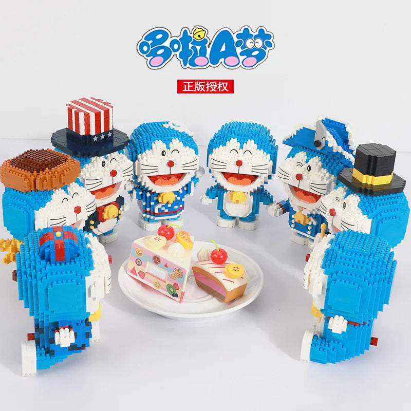 Balody Doraemon Around The World Micro Building Blocks Traveling Pirate Magic Doraemon Mini Brick Figure Toys For Children Gifts