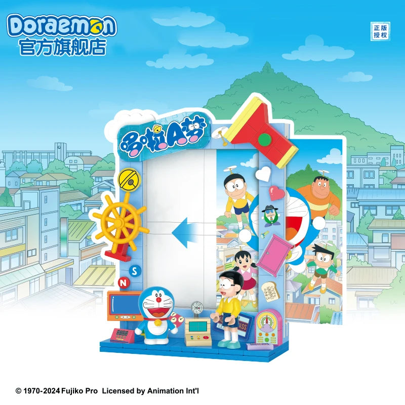 Doraemon Blue Fatty Photo Frame Refrigerator Sticker Toy Building Blocks Trendy Play Assemble Movable Pendant Model Anime Gift