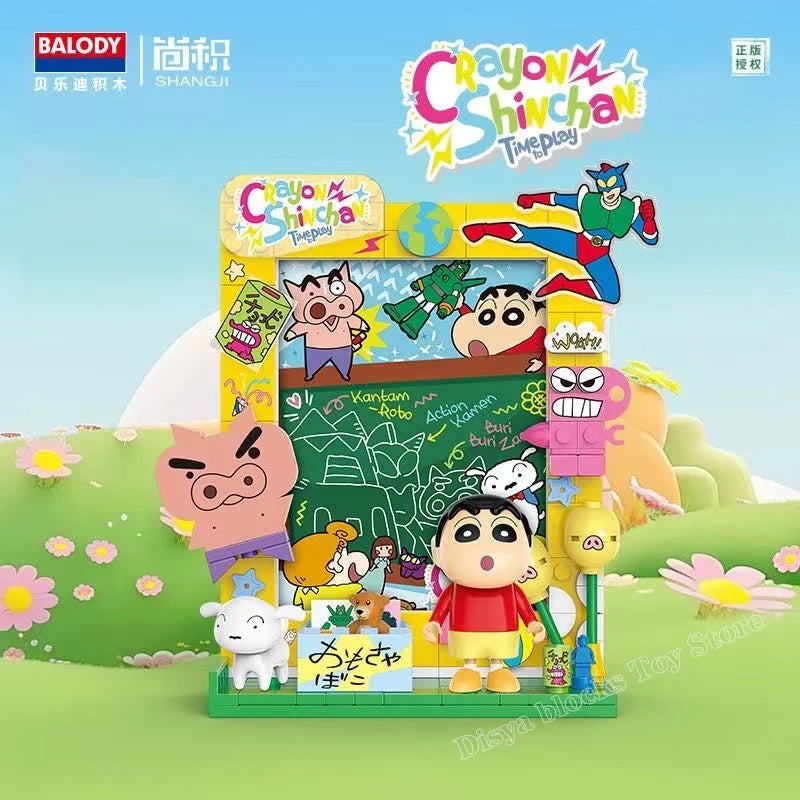 BALODY Crayon Shin-Chan Doraemon Building Blocks Puzzle Bricks Model Picture Frame For Home Decoration Toys Kid Gift