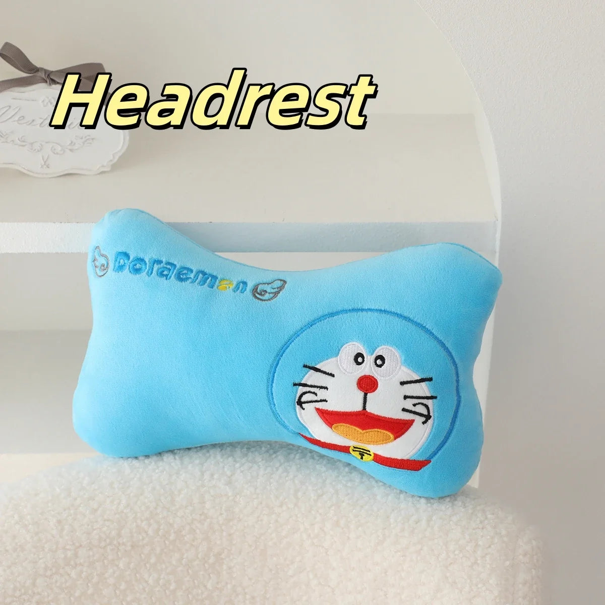 Cartoon Doraemon Plush Headrest Neck Safety Back Cushion Car Seat Seat Belt Cover Sofa Bed Soft Cushion Throw Pillow Gifts Girl