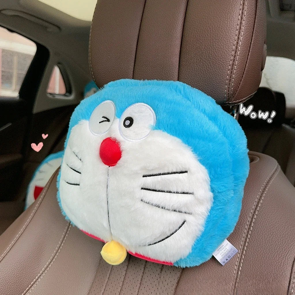 Cartoon Doraemon Plush Headrest Neck Safety Back Cushion Car Seat Seat Belt Cover Sofa Bed Soft Cushion Throw Pillow Gifts Girl