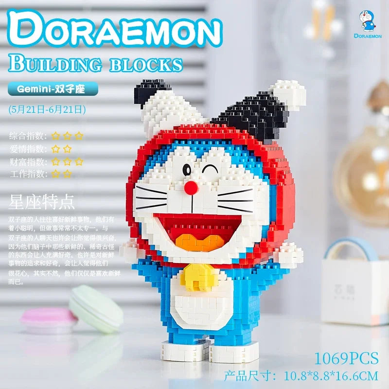 Doraemon 12 Constellations Series Building Blocks Assembling Educational Toys Small Particle Rabbit Model Ornaments Gift