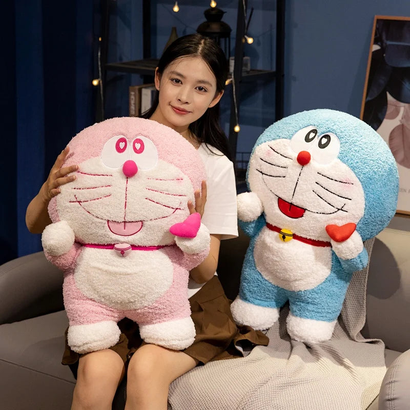 55cm Big Size Doraemon Plush Toy Lovely Stuffed Anime Japanese Style Blue Pink Doraemon Plushies Throw Pillow Xmas Gifts Girl