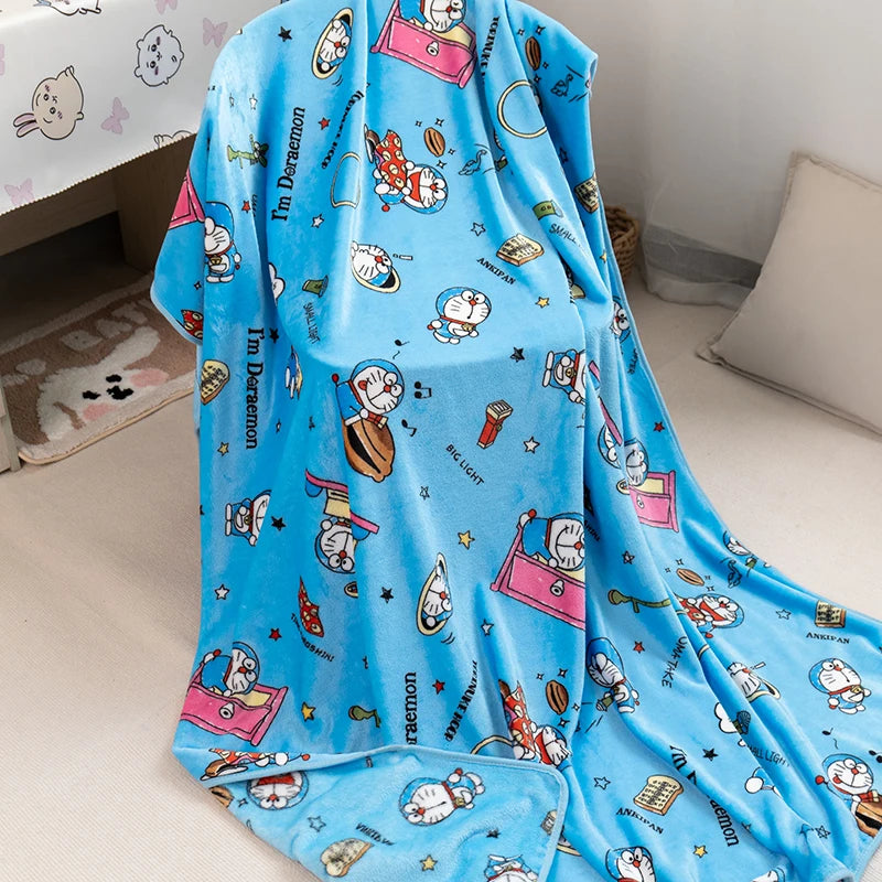 Doraemon Printed Blanket Comfortable Cartoon Cartoon Pattern Printing Flannel Blanket Office Nap Blanket Bedroom Bedspread Gift