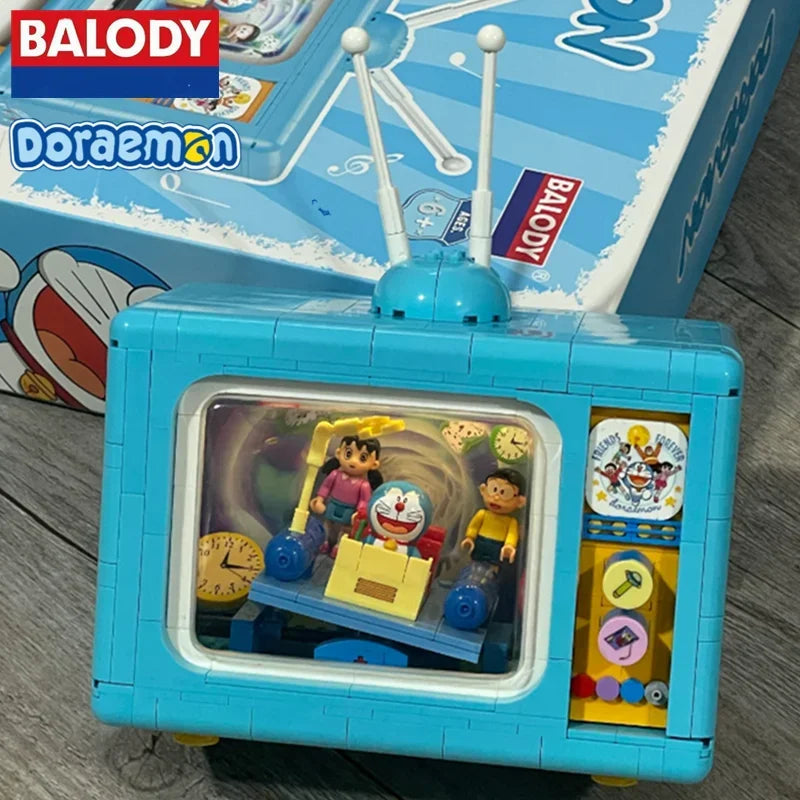 BALODY Doraemon TV building blocks Minamoto Shizuka Nobita Nobi time machine model Kawaii assembled childrens toys birthday gift