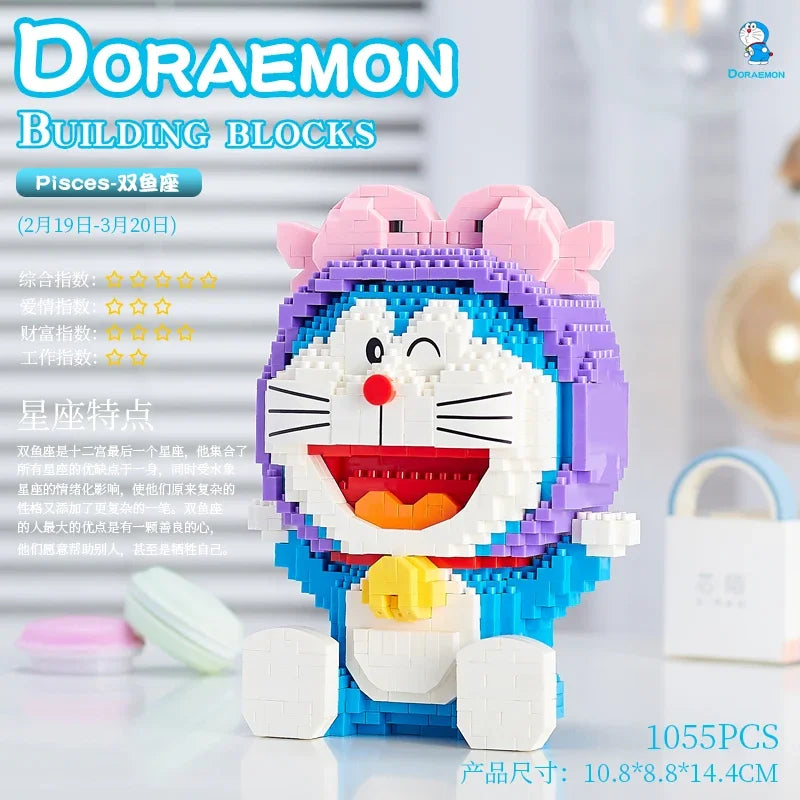 Doraemon 12 Constellations Series Building Blocks Assembling Educational Toys Small Particle Rabbit Model Ornaments Gift