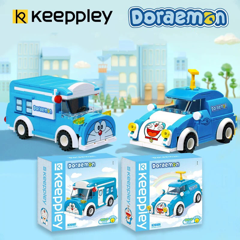 Anime Cartoon Keeppley Doraemon Bus Beetle Building Block Assembly Puzzle Peripheral Model Figure Birthday Gift Peripheral