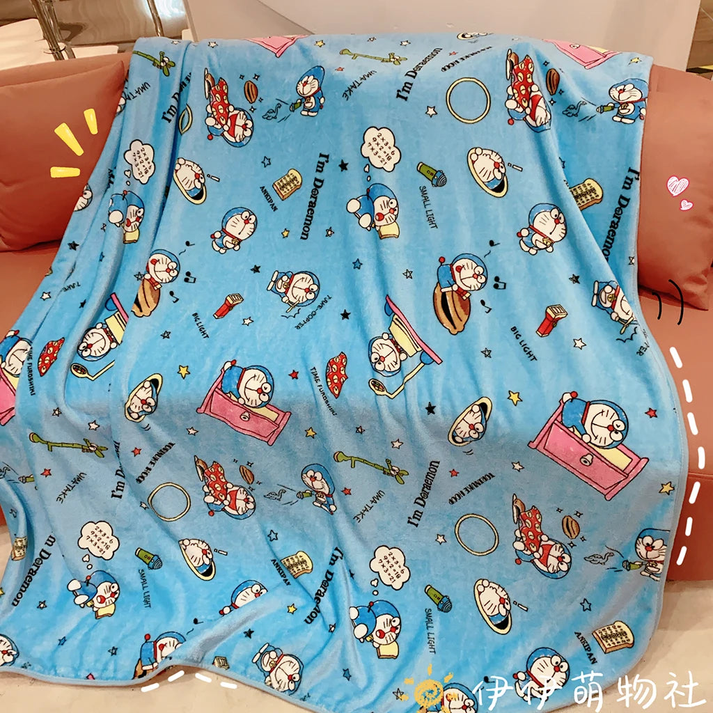 Japanese Style Doraemon Blanket Comfortable Cartoon Pattern Printing Flannel Blanket Office Nap Blanket Bedroom Bedspread