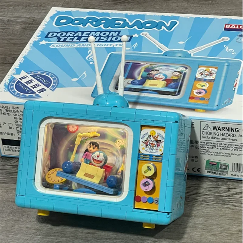 BALODY Doraemon TV building blocks Minamoto Shizuka Nobita Nobi time machine model Kawaii assembled childrens toys birthday gift