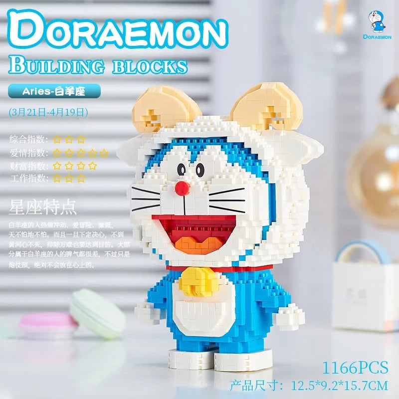 Doraemon 12 Constellations Series Building Blocks Assembling Educational Toys Small Particle Rabbit Model Ornaments Gift