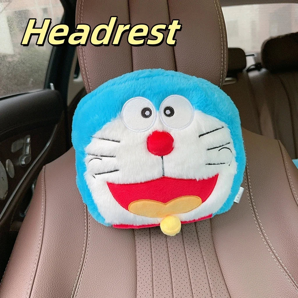 Cartoon Doraemon Plush Headrest Neck Safety Back Cushion Car Seat Seat Belt Cover Sofa Bed Soft Cushion Throw Pillow Gifts Girl