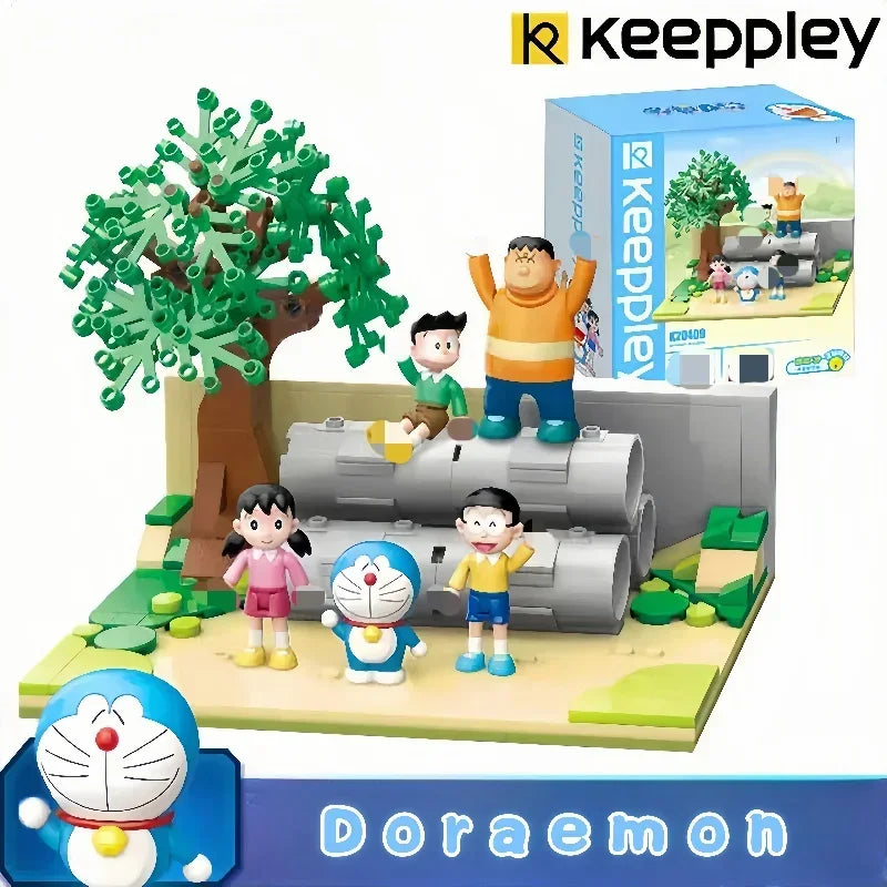 Doraemon Series Time Machine Assembly Building Blocks Cement Pipe Building Blocks Toy Ornaments Children's Holiday Gifts