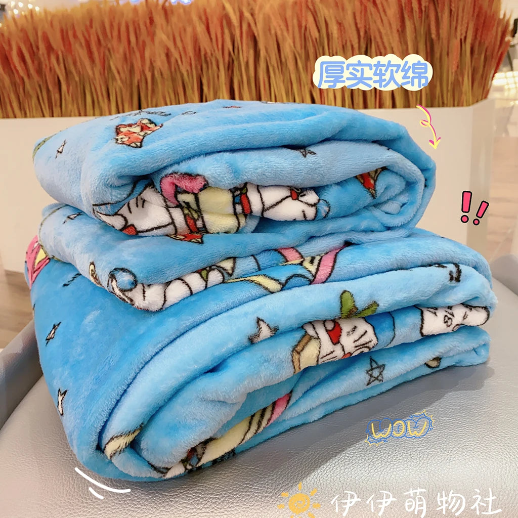 Japanese Style Doraemon Blanket Comfortable Cartoon Pattern Printing Flannel Blanket Office Nap Blanket Bedroom Bedspread