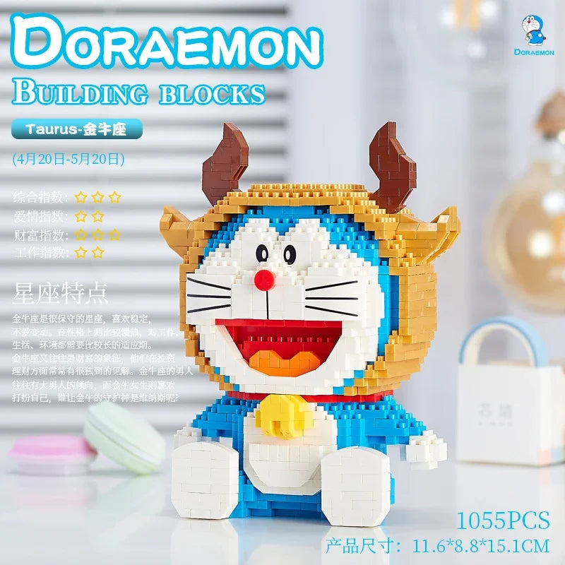 Doraemon 12 Constellations Series Building Blocks Assembling Educational Toys Small Particle Rabbit Model Ornaments Gift