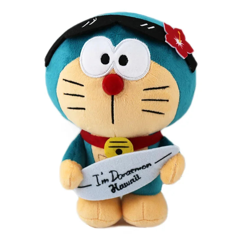 20cm New Black Leather Kitty Jingle Cat Cute Doraemon Doraemon Plush Toy Pineapple Doraemon Cartoon Plush Doll Gift