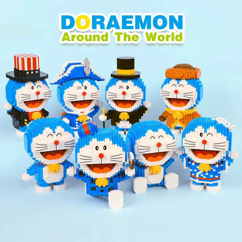 Balody Doraemon Around The World Micro Building Blocks Traveling Pirate Magic Doraemon Mini Brick Figure Toys For Children Gifts