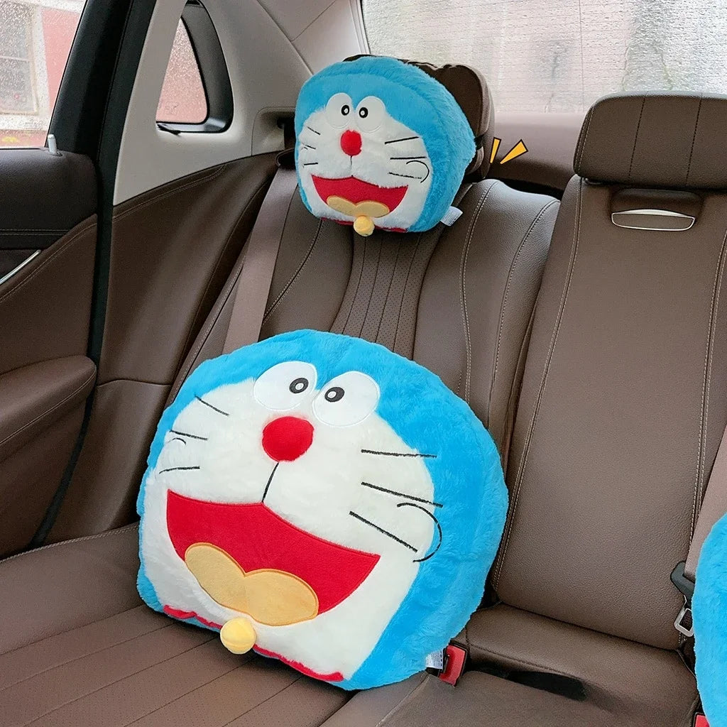 Cartoon Doraemon Plush Headrest Neck Safety Back Cushion Car Seat Seat Belt Cover Sofa Bed Soft Cushion Throw Pillow Gifts Girl