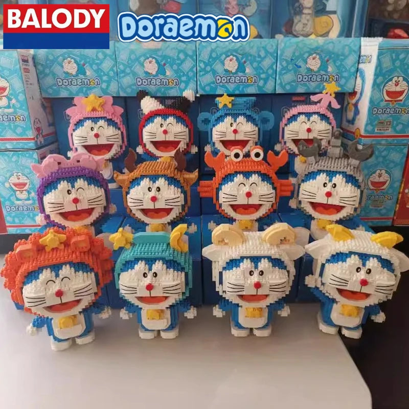 BALODY Doraemon twelve constellations building blocks Kawaii difficult assembly model educational children's toys birthday gift