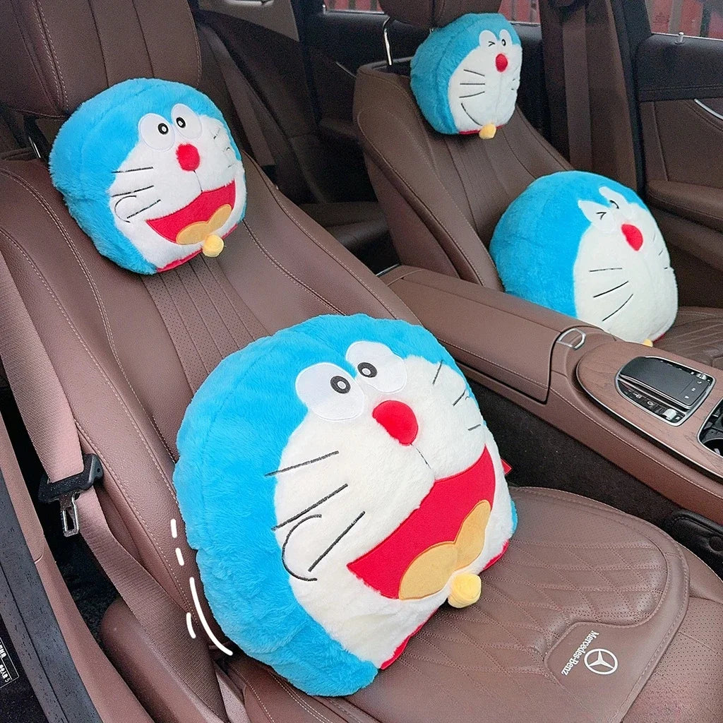 Cartoon Doraemon Plush Headrest Neck Safety Back Cushion Car Seat Seat Belt Cover Sofa Bed Soft Cushion Throw Pillow Gifts Girl