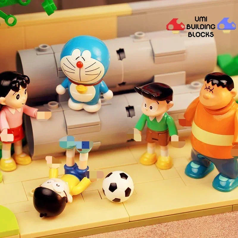 Doraemon Series Time Machine Assembly Building Blocks Cement Pipe Building Blocks Toy Ornaments Children's Holiday Gifts