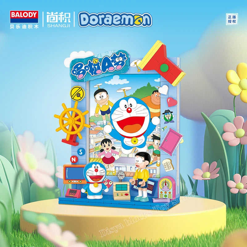 BALODY Crayon Shin-Chan Doraemon Building Blocks Puzzle Bricks Model Picture Frame For Home Decoration Toys Kid Gift