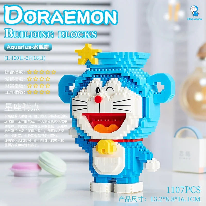 Doraemon 12 Constellations Series Building Blocks Assembling Educational Toys Small Particle Rabbit Model Ornaments Gift