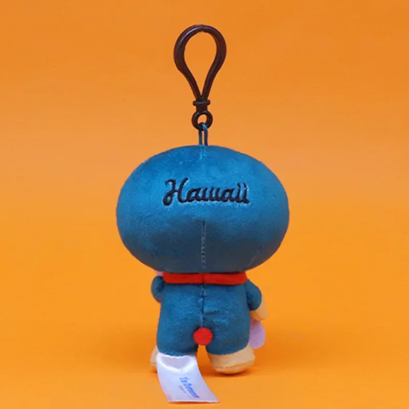 12CM Hawaiian Limited Doraemon Tanned Black Doll Plush Doll Pendant Bag Keychain Pendant Plush Toy Children's Gift