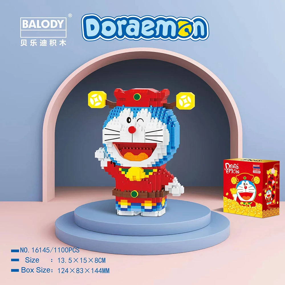 Cute Christmas Halloween Doraemon Building Blocks Cartoon Tang Suit Figures God of Wealth Mini Micro Brick Toys For Kids Gifts