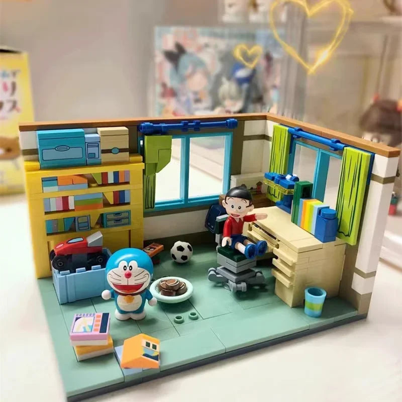 Original Keeppley Doraemon Building Blocks Anime Nobita Nobi's Room Decoration Model Kawaii Children's Toys Girl Birthday Gift