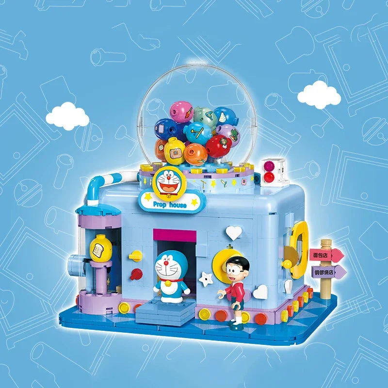 Anime Doraemon Dorayaki Shop Building Blocks Educational Toys Bakery Street Scene Architecture Puzzle Birthday Gift Peripherals