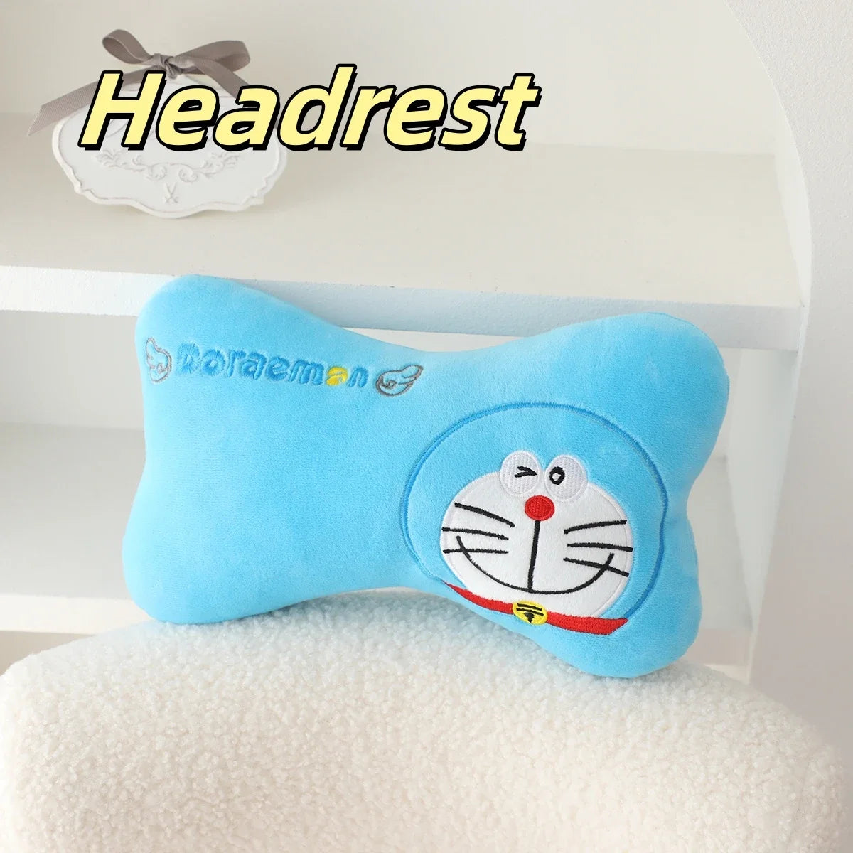 Cartoon Doraemon Plush Headrest Neck Safety Back Cushion Car Seat Seat Belt Cover Sofa Bed Soft Cushion Throw Pillow Gifts Girl