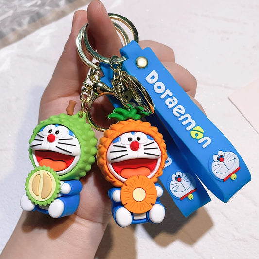 Cartoon Cute Action Figure Doraemon Jingle Cat Keychain Creative Couple Bag Pendant Car Key Ring Doll Gift Charms Anime Keychain