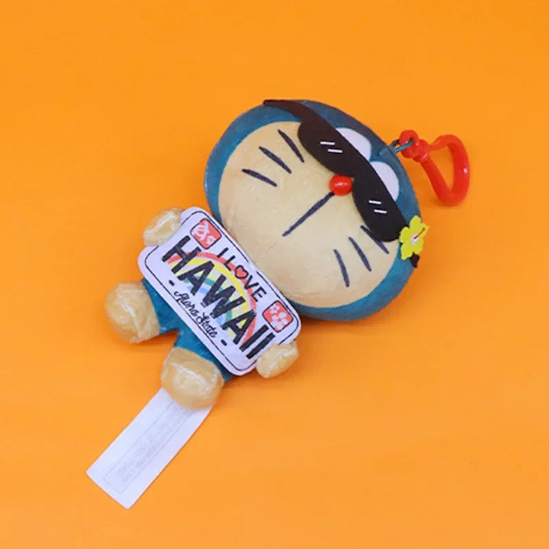 12CM Hawaiian Limited Doraemon Tanned Black Doll Plush Doll Pendant Bag Keychain Pendant Plush Toy Children's Gift