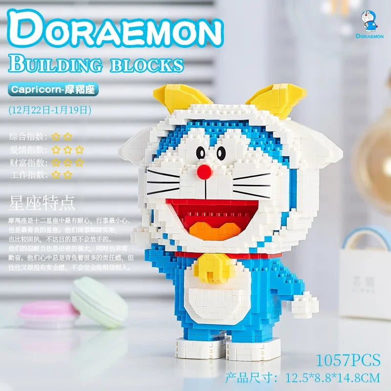 Doraemon 12 Constellations Series Building Blocks Assembling Educational Toys Small Particle Rabbit Model Ornaments Gift