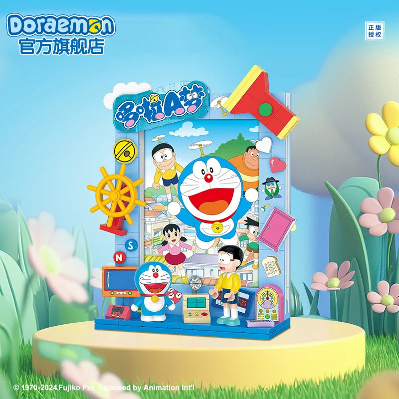 Doraemon Blue Fatty Photo Frame Refrigerator Sticker Toy Building Blocks Trendy Play Assemble Movable Pendant Model Anime Gift