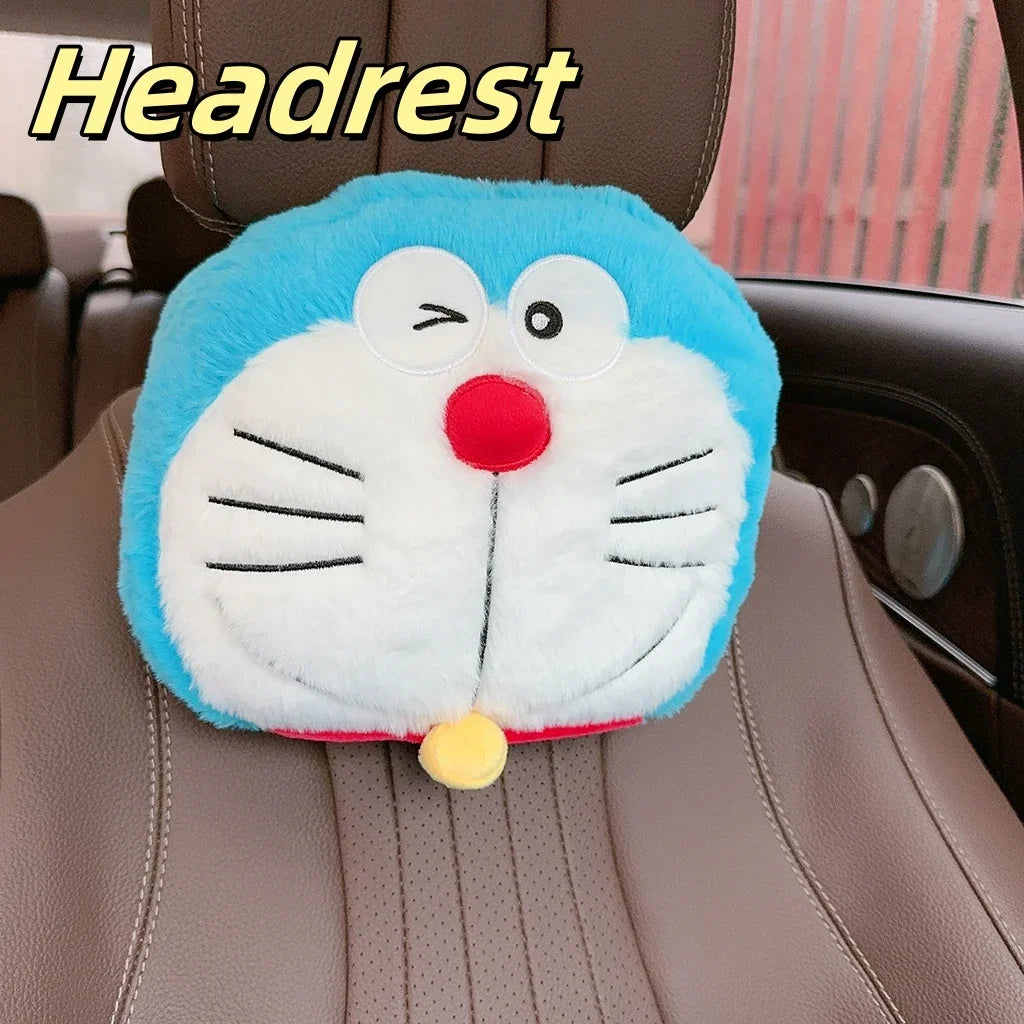 Cartoon Doraemon Plush Headrest Neck Safety Back Cushion Car Seat Seat Belt Cover Sofa Bed Soft Cushion Throw Pillow Gifts Girl