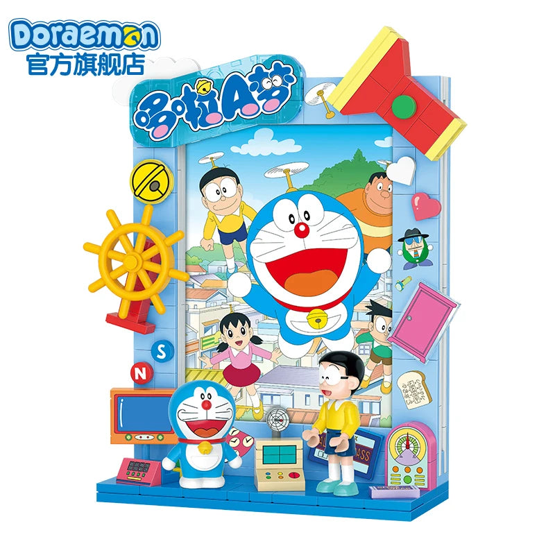 Doraemon Blue Fatty Photo Frame Refrigerator Sticker Toy Building Blocks Trendy Play Assemble Movable Pendant Model Anime Gift