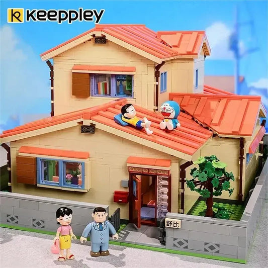 New Keeppley Doraemon Nobi Nobita's Home Building Block Street View Model  Tabletop Decorations Children's Toys Birthday Gifts