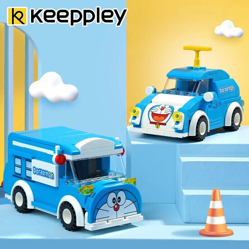 Anime Cartoon Keeppley Doraemon Bus Beetle Building Block Assembly Puzzle Peripheral Model Figure Birthday Gift Peripheral