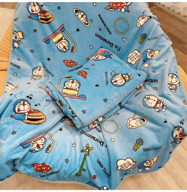 Doraemon Printed Blanket Comfortable Cartoon Cartoon Pattern Printing Flannel Blanket Office Nap Blanket Bedroom Bedspread Gift