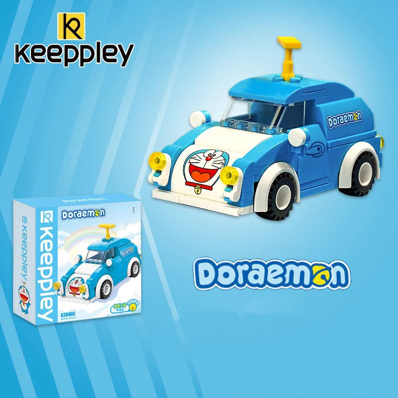 Anime Cartoon Keeppley Doraemon Bus Beetle Building Block Assembly Puzzle Peripheral Model Figure Birthday Gift Peripheral